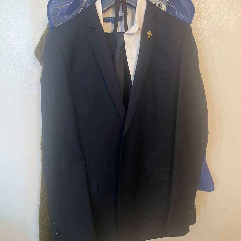 Perry Ellis Dark Blue Suit with Tie